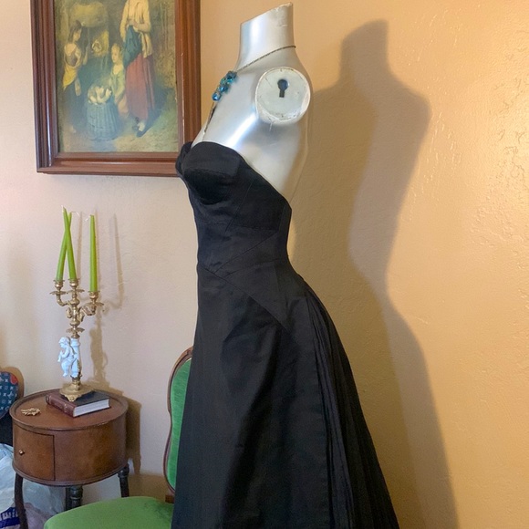 NWT KAUFMAN FRANCO Black Corsett Strapless Evening Gown.  SZ XS - Picture 6 of 13